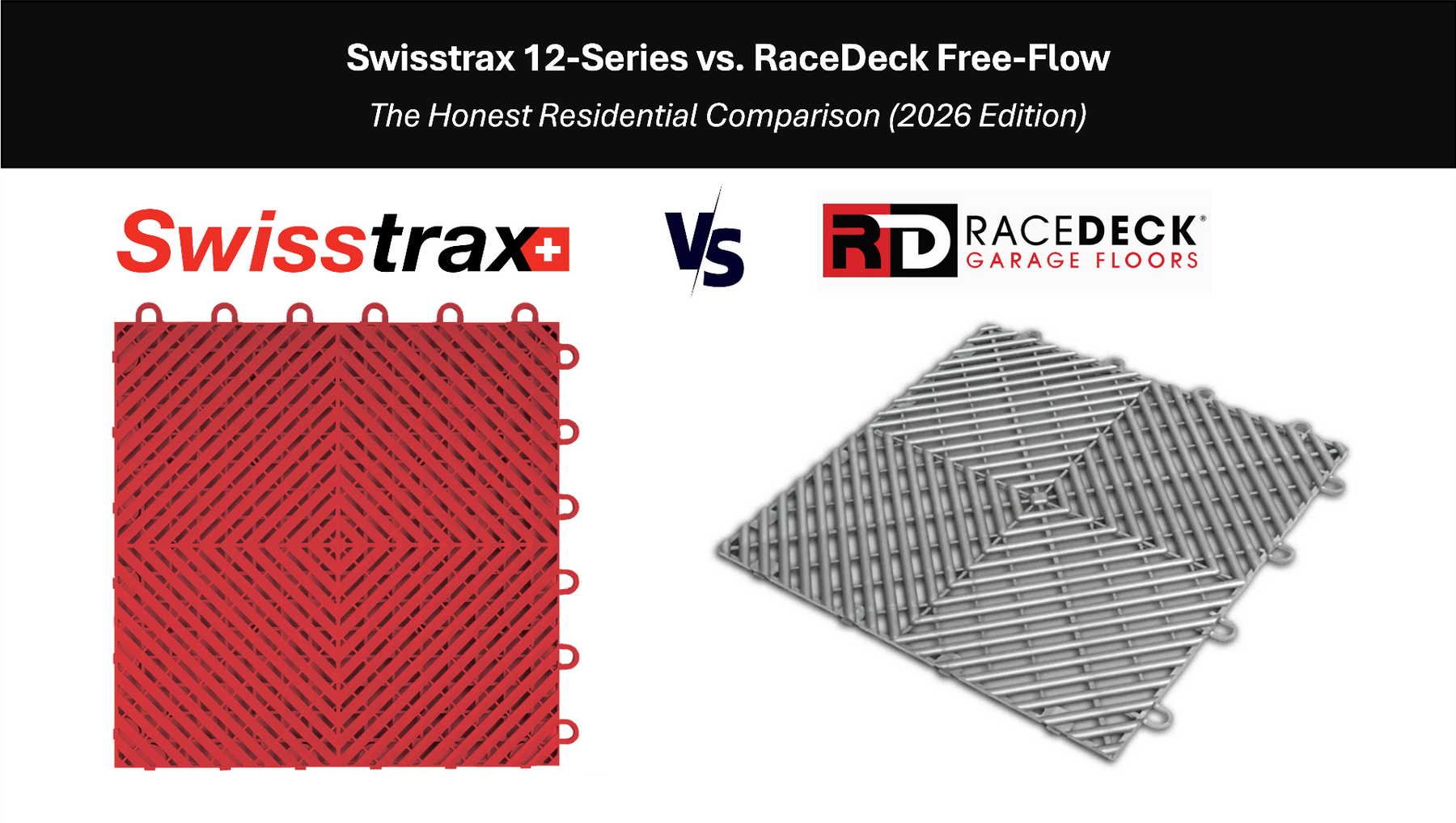 swisstrax vs racedeck image comparing 2 tiles with brand logos against a white background