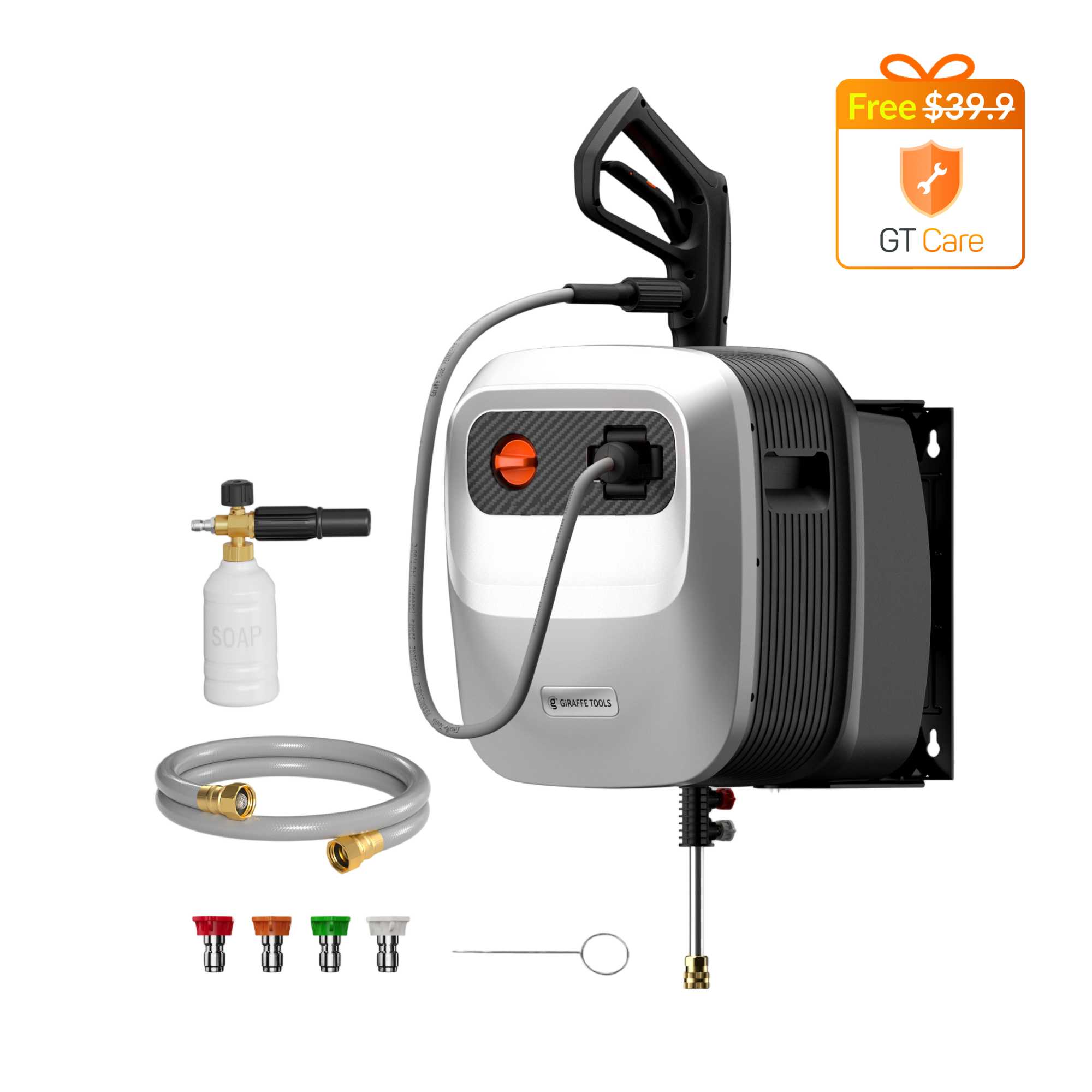 Giraffe Tools Grandfalls G20 PRO Retractable Pressure Washer - Wall Mount Auto Rewind