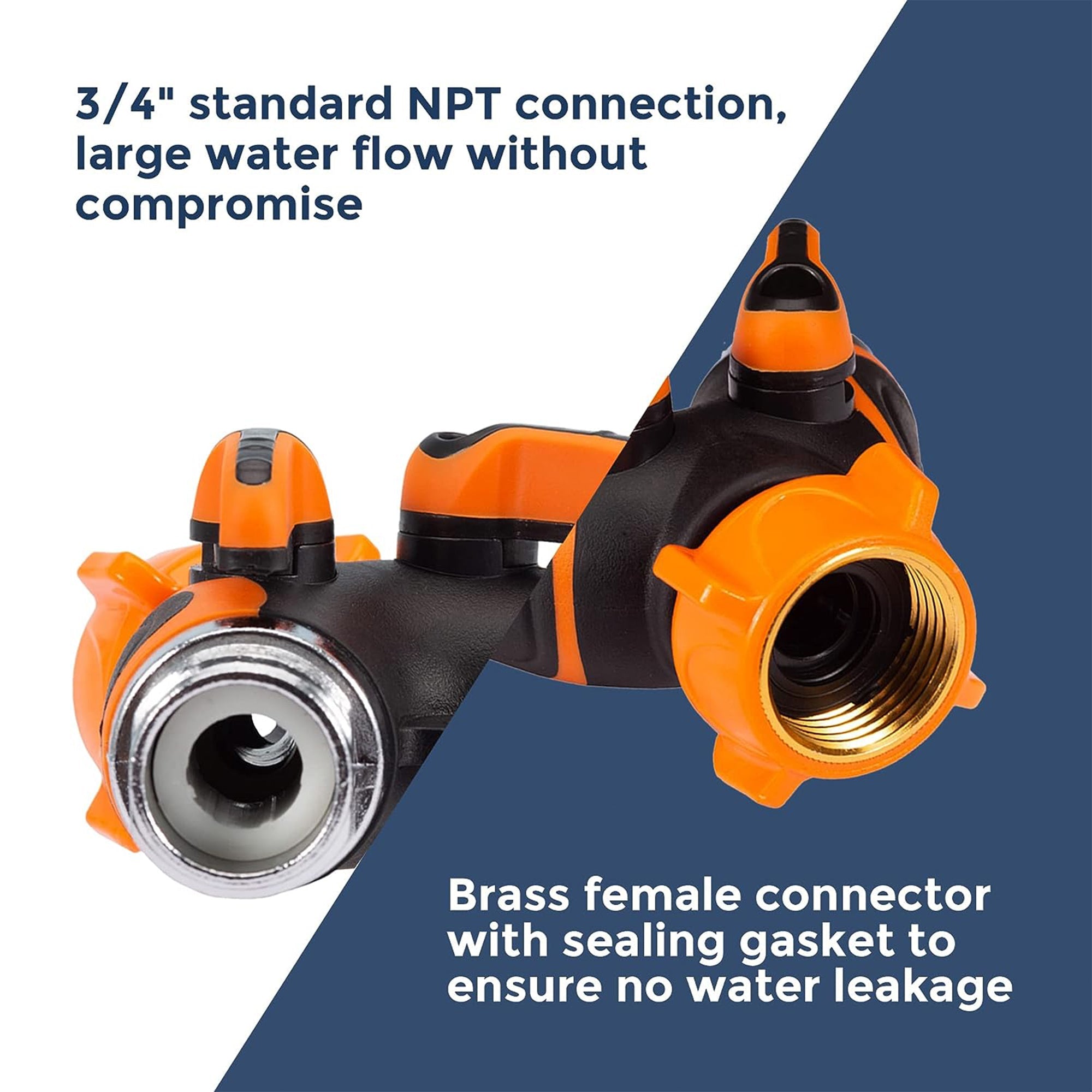 Giraffe Tools Brass Y Hose Splitter - 3/4" 2-Way with Shut-Off Valves