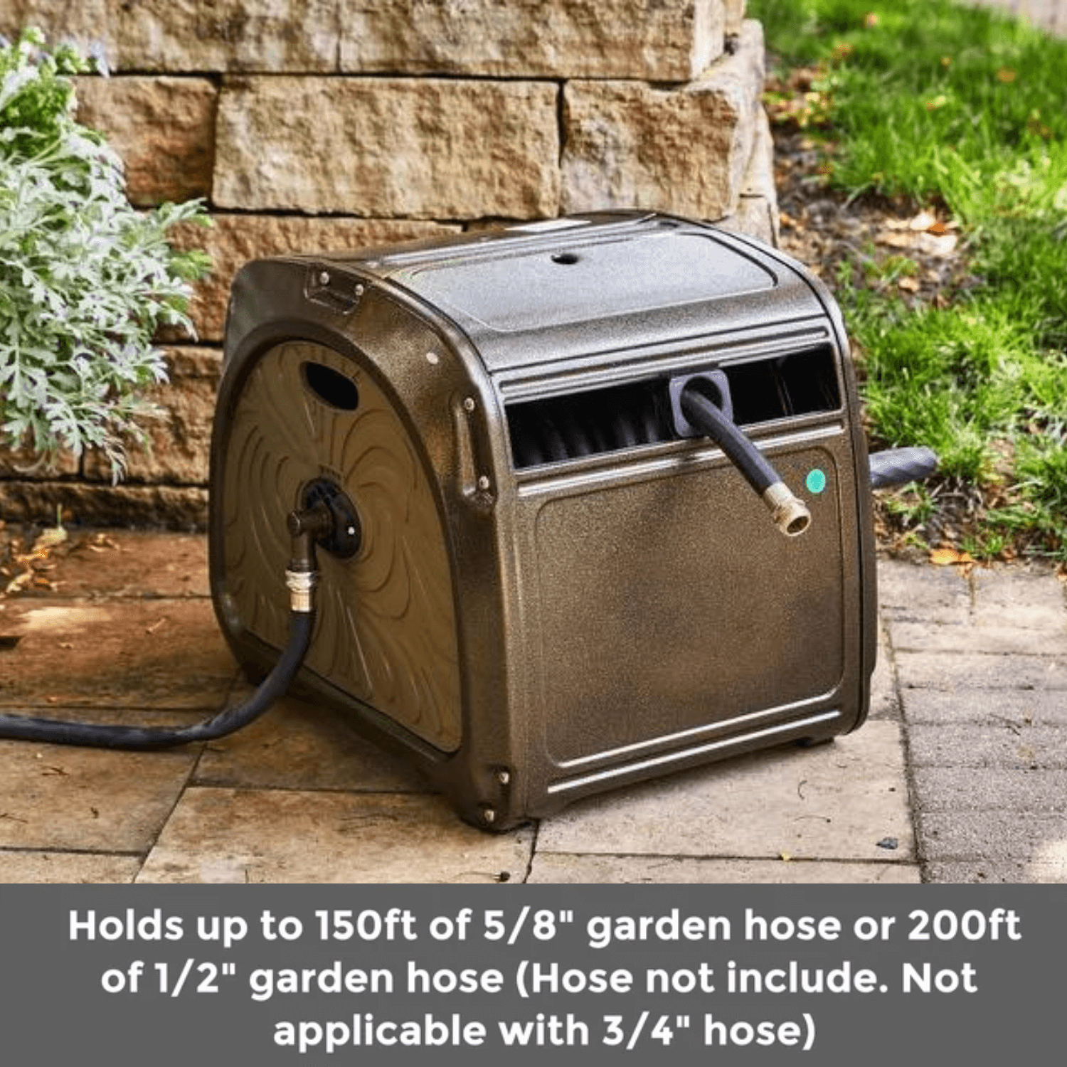 Giraffe Tools Garden Hose Reel Box - Heavy Duty Metal with G-Guiding System