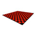 Red and black checkered mat on a white background