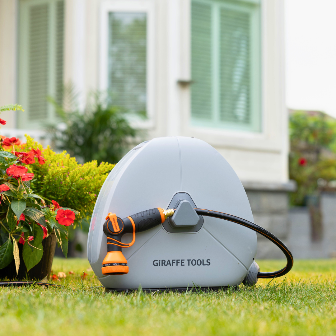 Giraffe Tools Ground-Mounted Retractable Hose Reel - Auto Rewind