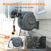 Giraffe Tools Retractable Garden Hose Reel showing auto-rewind guide system