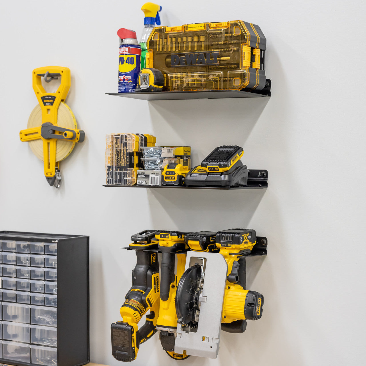 E-Drill Power Tool Organizer & 2 Shelves | Garage Storage Rack
