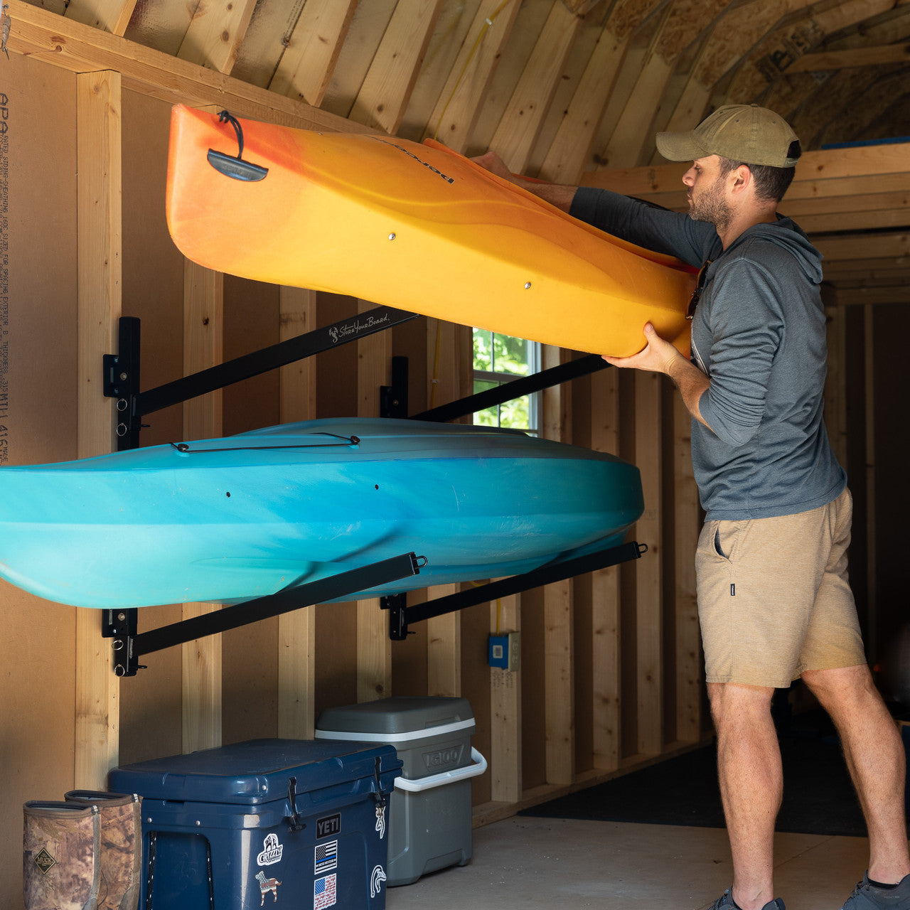 StoreYourBoard Champlain Kayak Storage | Indoor Adjustable Rack | 2 Levels