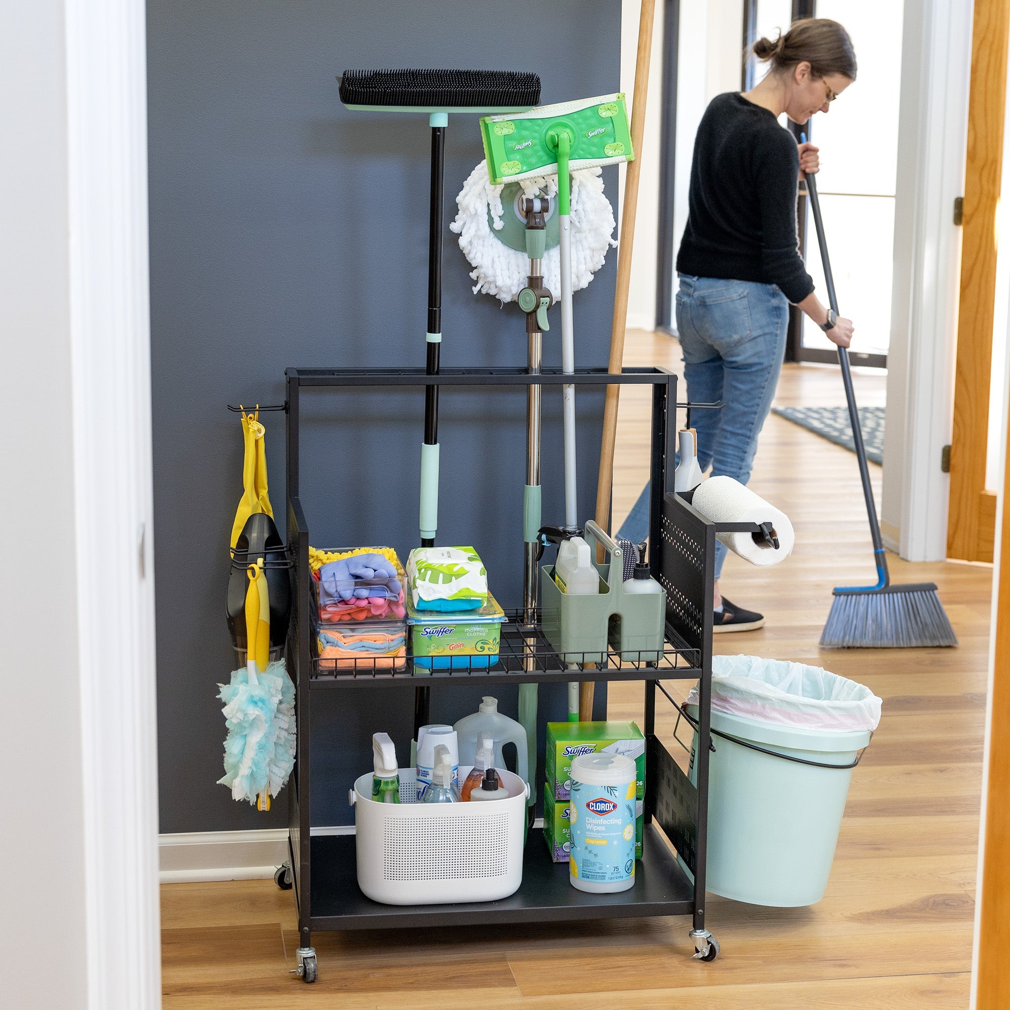StoreYourBoard The Everything Utility Cart with Pegboard & Bucket Rack
