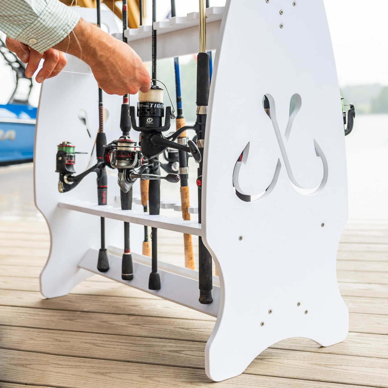 StoreYourBoard Marlin High-Capacity Fishing Rod Stand | Weatherproof & Dock-Ready | Holds 24 Rods