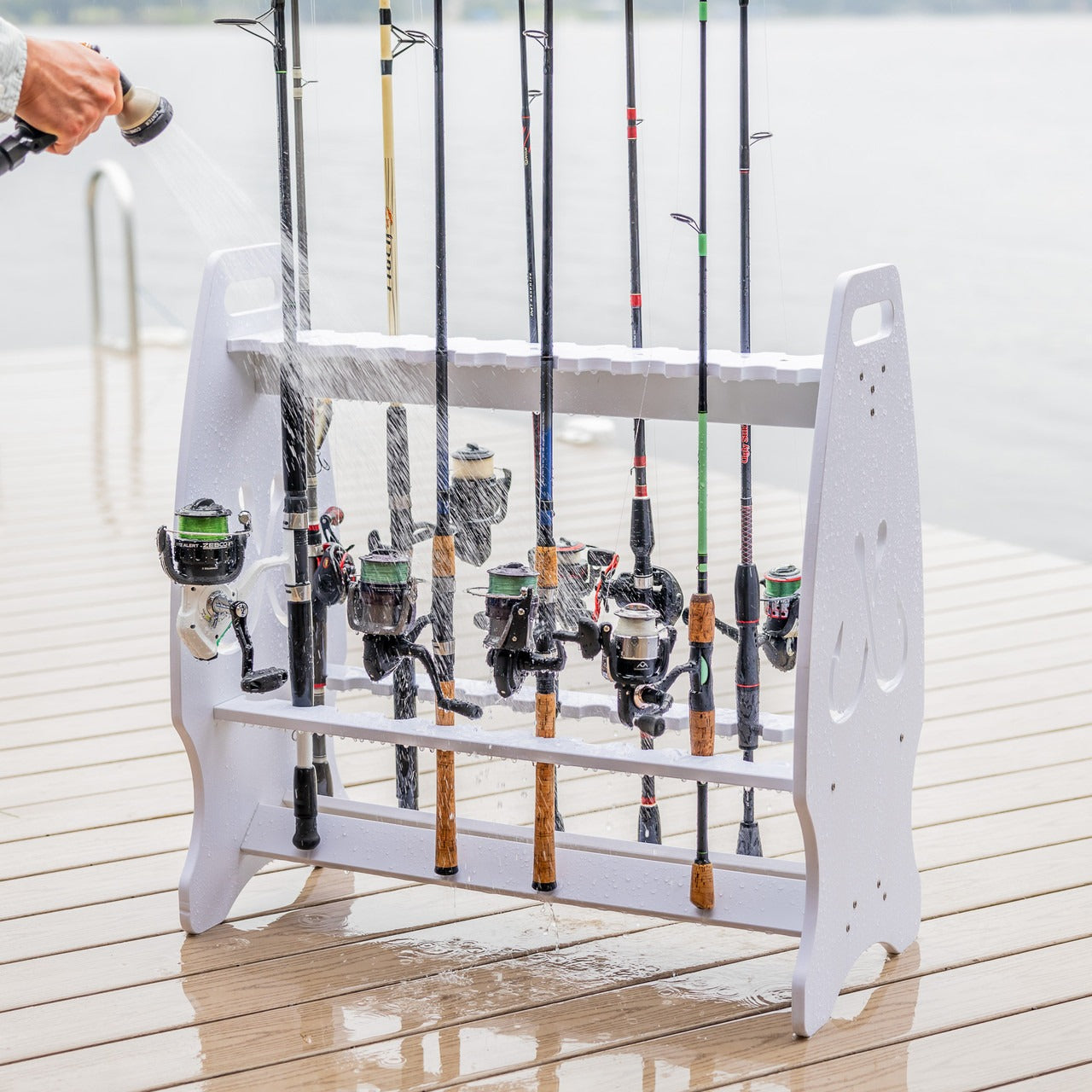 StoreYourBoard Marlin High-Capacity Fishing Rod Stand | Weatherproof & Dock-Ready | Holds 24 Rods