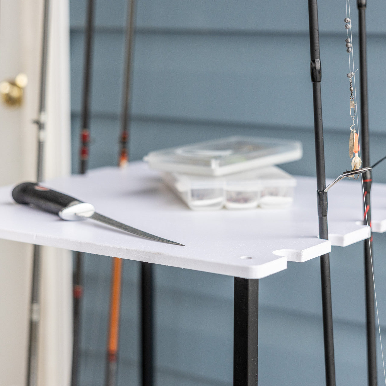 StoreYourBoard Tarpon Fishing Rod Organizer with 3 Shelves | Holds 10 Rods