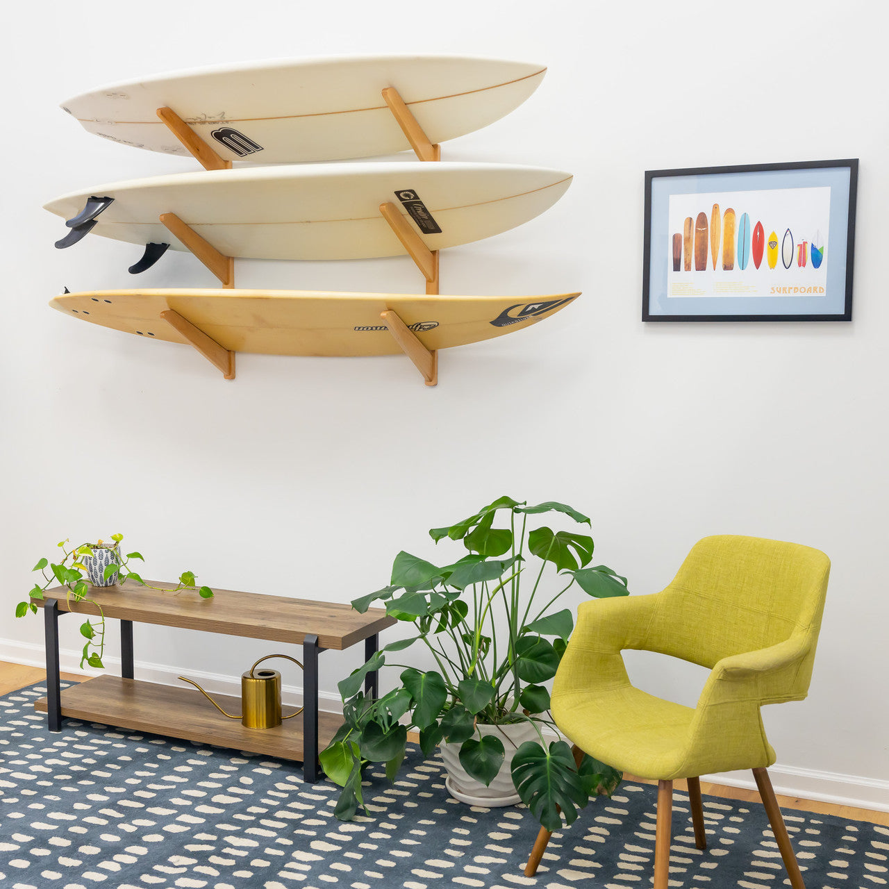 StoreYourBoard TidyTimber Surfboard Storage Wood Rack | Holds 3 Surfboards