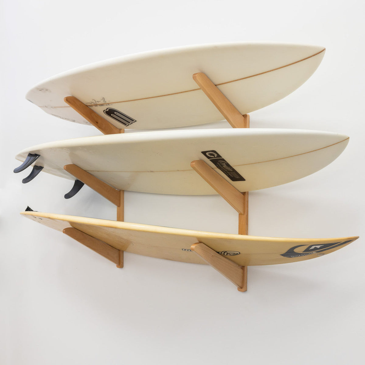 Surfboard Storage Rack Wood - 3 Boards, Red Oak, Cork Padding ...