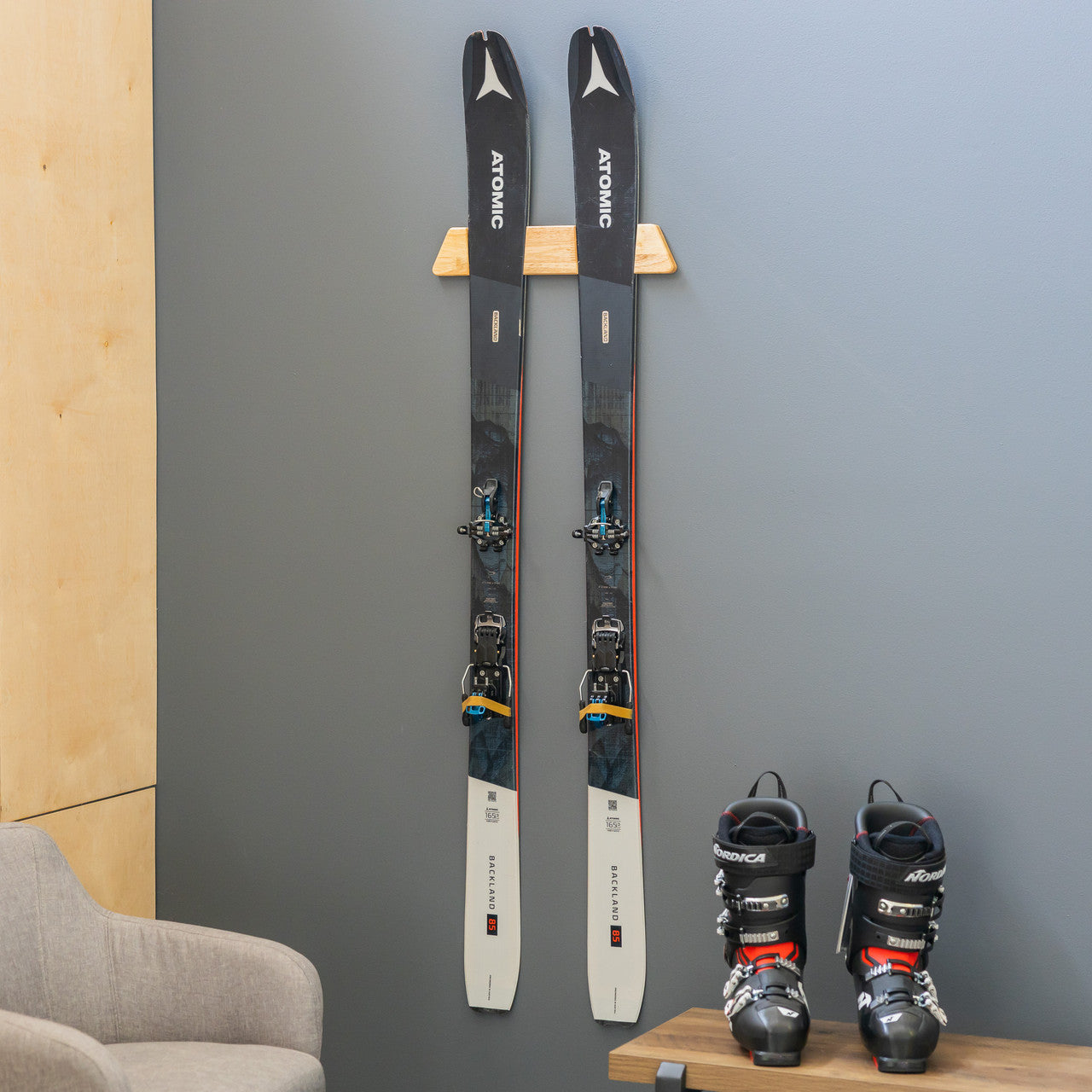 StoreYourBoard Vail Ski Display | Minimalist Wood Rack | Medium