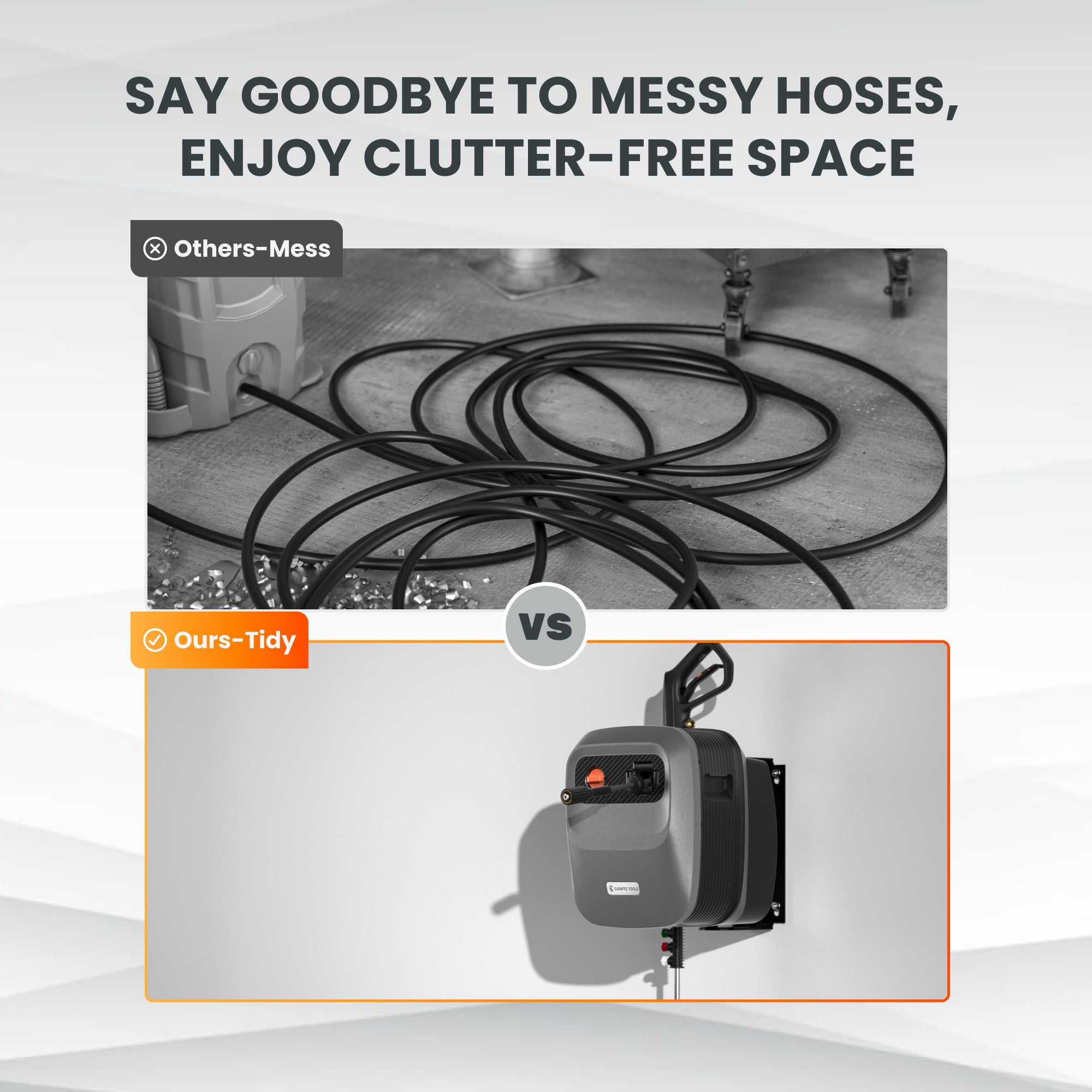 Giraffe Tools Grandfalls G20 PRO Retractable Pressure Washer - Wall Mount Auto Rewind