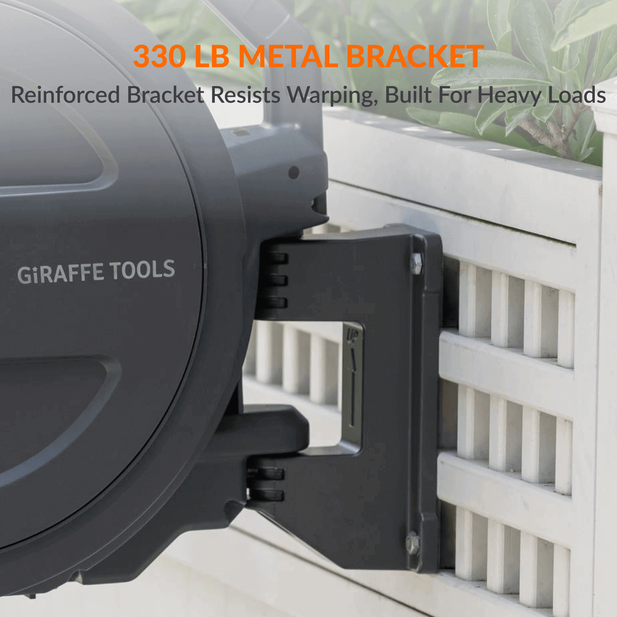 Giraffe Tools Retractable Garden Hose Reel - 130ft Wall Mount with 300lb Bracket