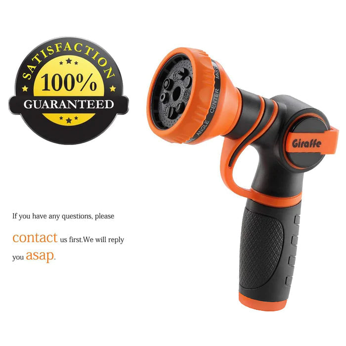 Giraffe Tools 9-Pattern Garden Hose Nozzle - Adjustable Spray with Trigger Lock