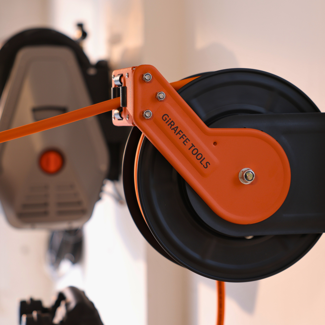 Giraffe Tools Retractable Air Hose Reel - Steel Construction Auto Rewind