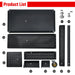 Set of black metal panels and hardware components on a white background with red header.