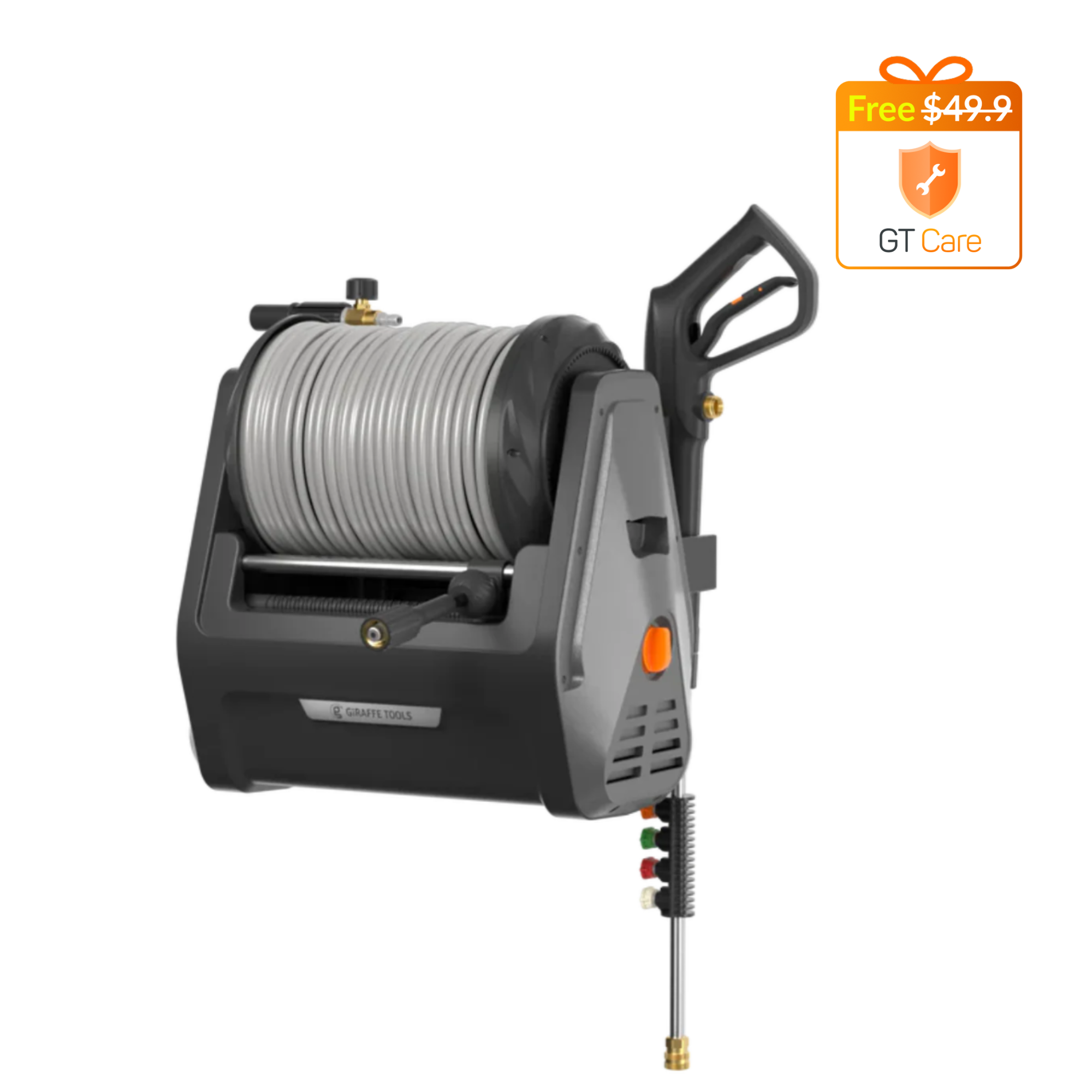 Giraffe Tools Grandfalls Plus Retractable Pressure Washer - 2900 PSI Wall Mount