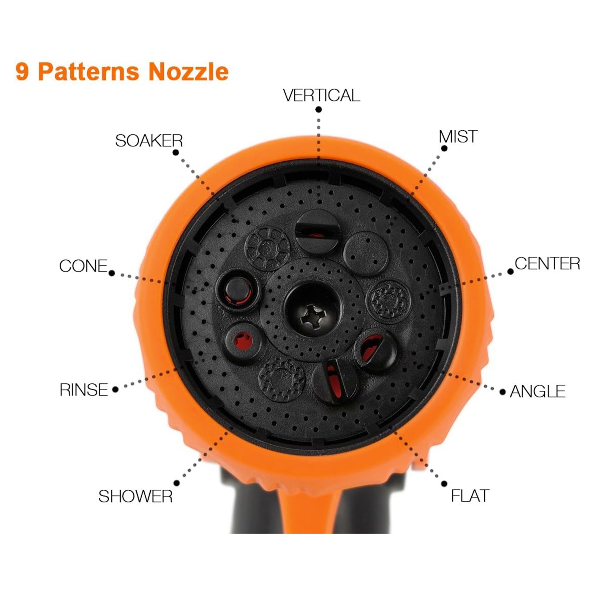Giraffe Tools 9-Pattern Garden Hose Nozzle - Adjustable Spray with Trigger Lock