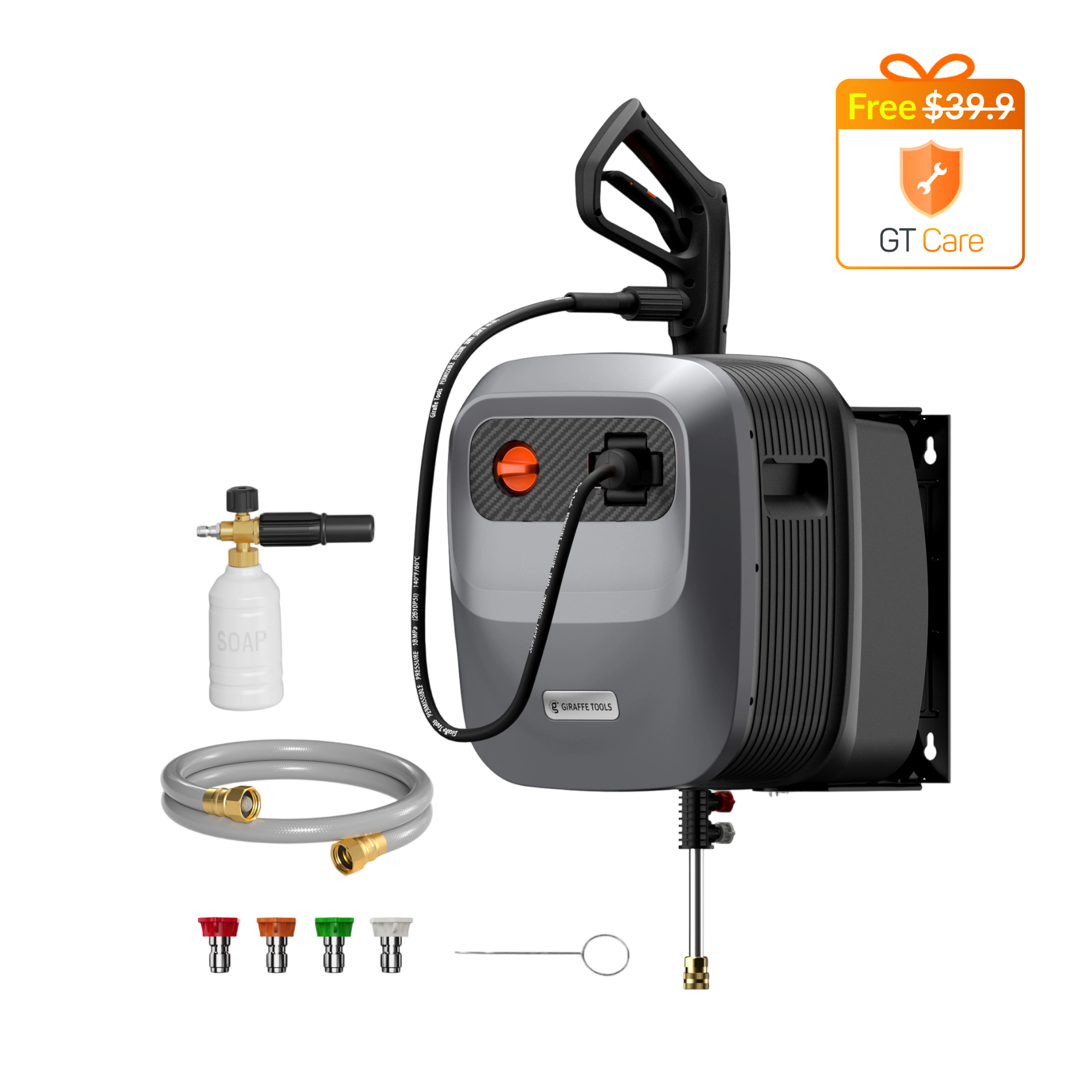 Giraffe Tools Grandfalls G20 PRO Retractable Pressure Washer - Wall Mount Auto Rewind