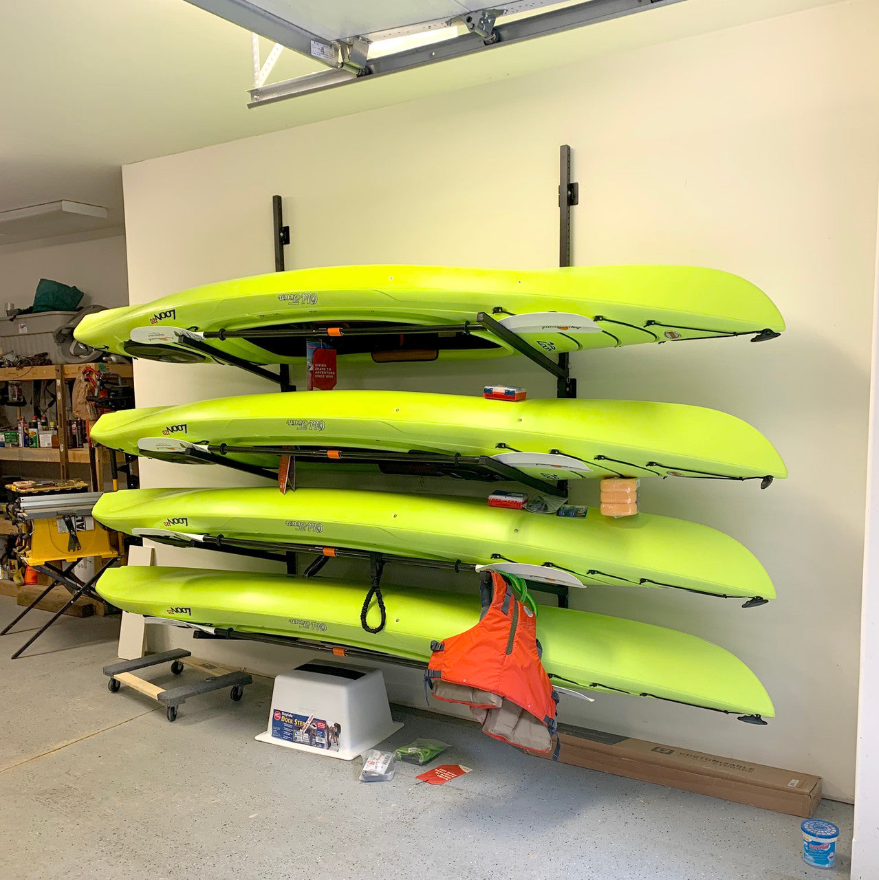 Indoor Wall Rack |  46 Inch Adjustable Height | Kayak & SUP