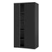 Black metal storage cabinet on a white background