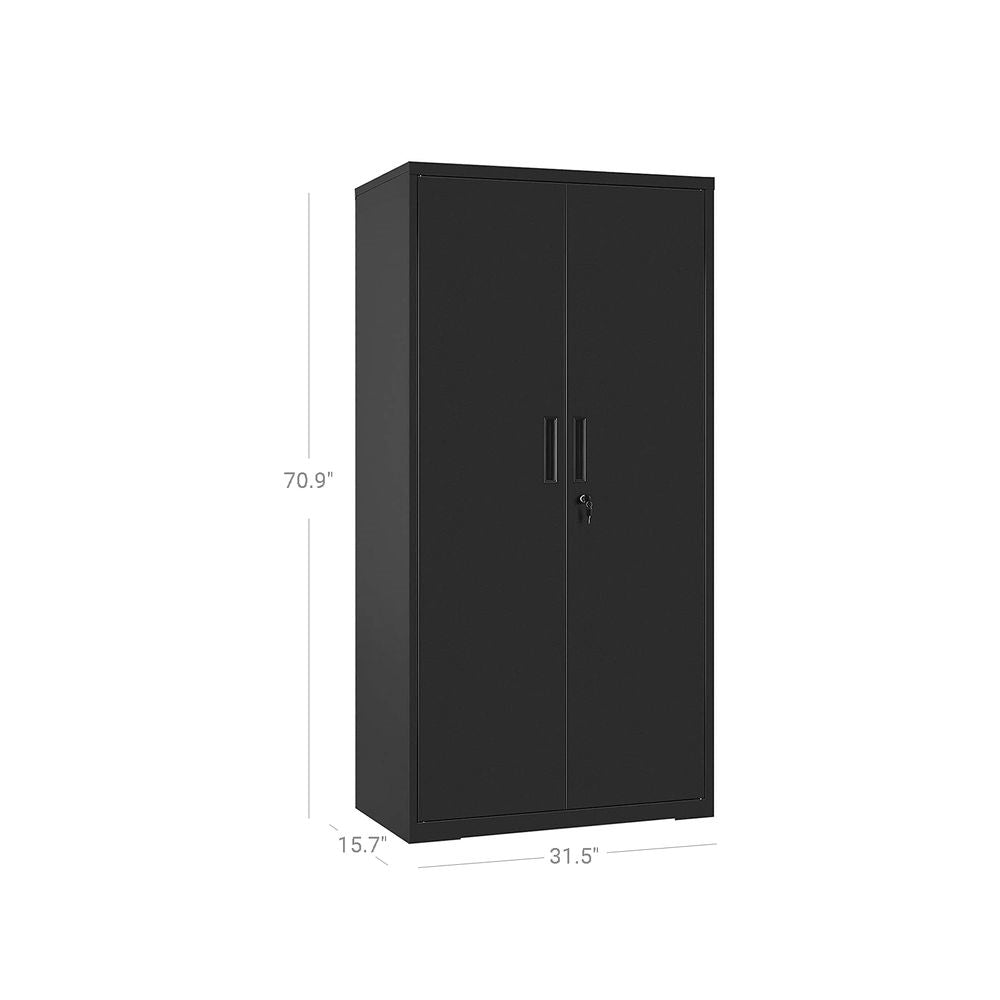 Black cabinet with dimensions on a white background