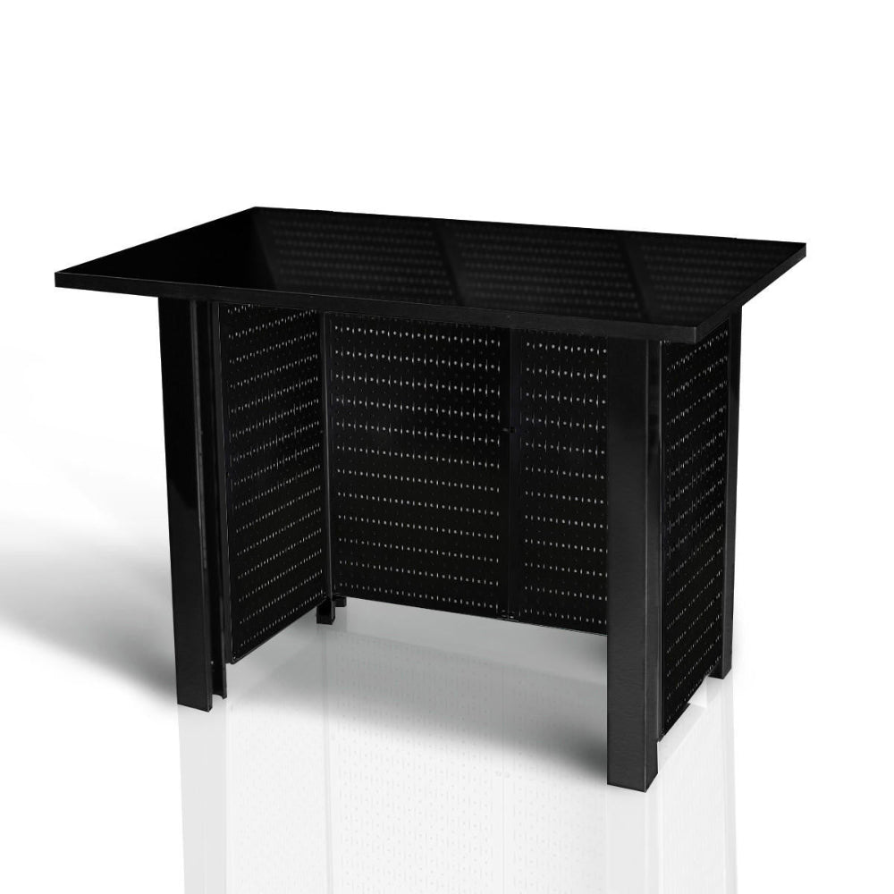 Black metal workbench on a white background
