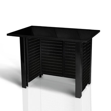 Black metal workbench on a white background