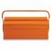 Orange toolbox with a handle on a white background