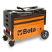 Orange and black tool cart collapsed with Beta logo on a white background