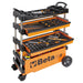 Orange and black tool cart with tools on a white background, featuring the Beta Tools logo.