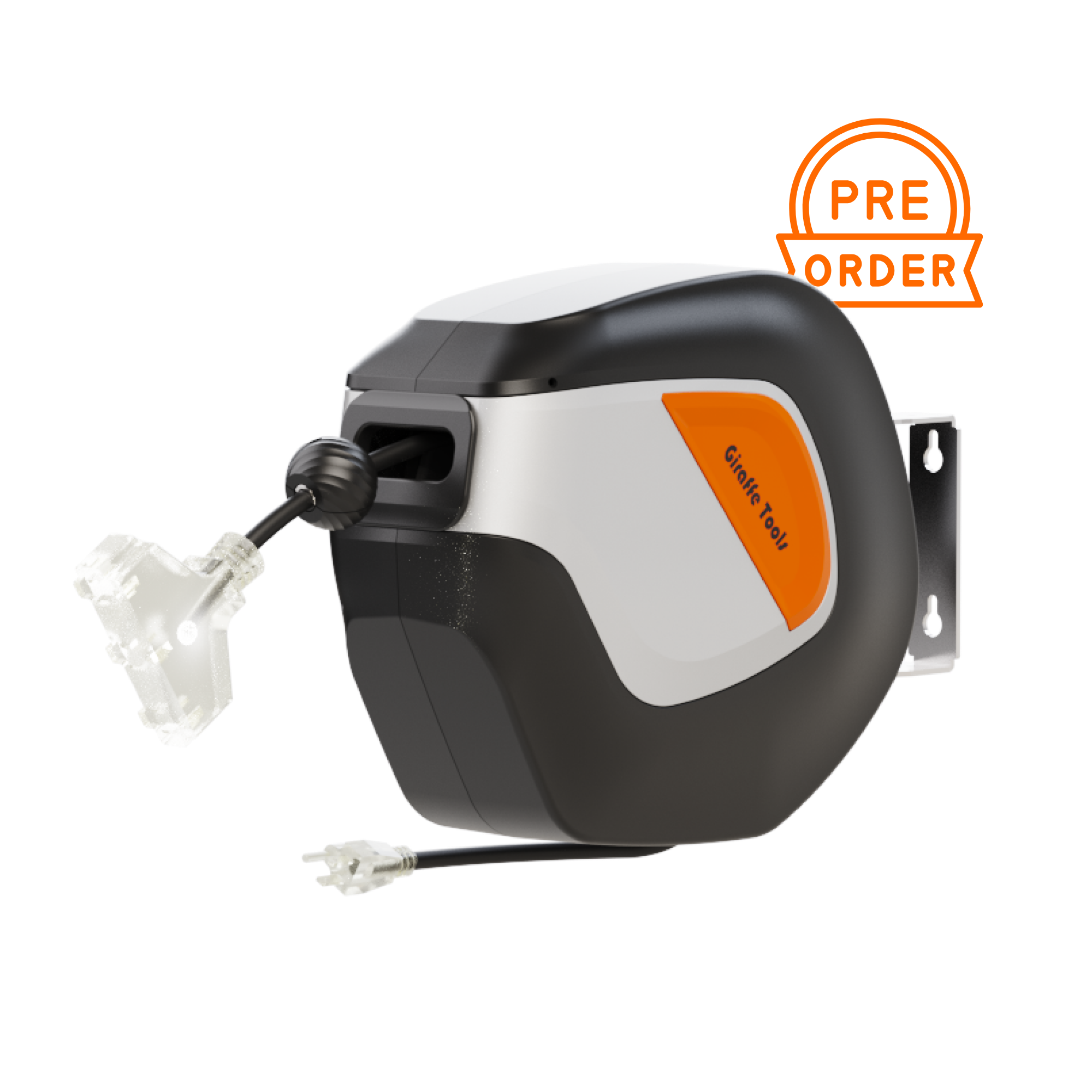 Giraffe Tools Retractable Extension Cord Reel - Auto Rewind with 3 Outlets