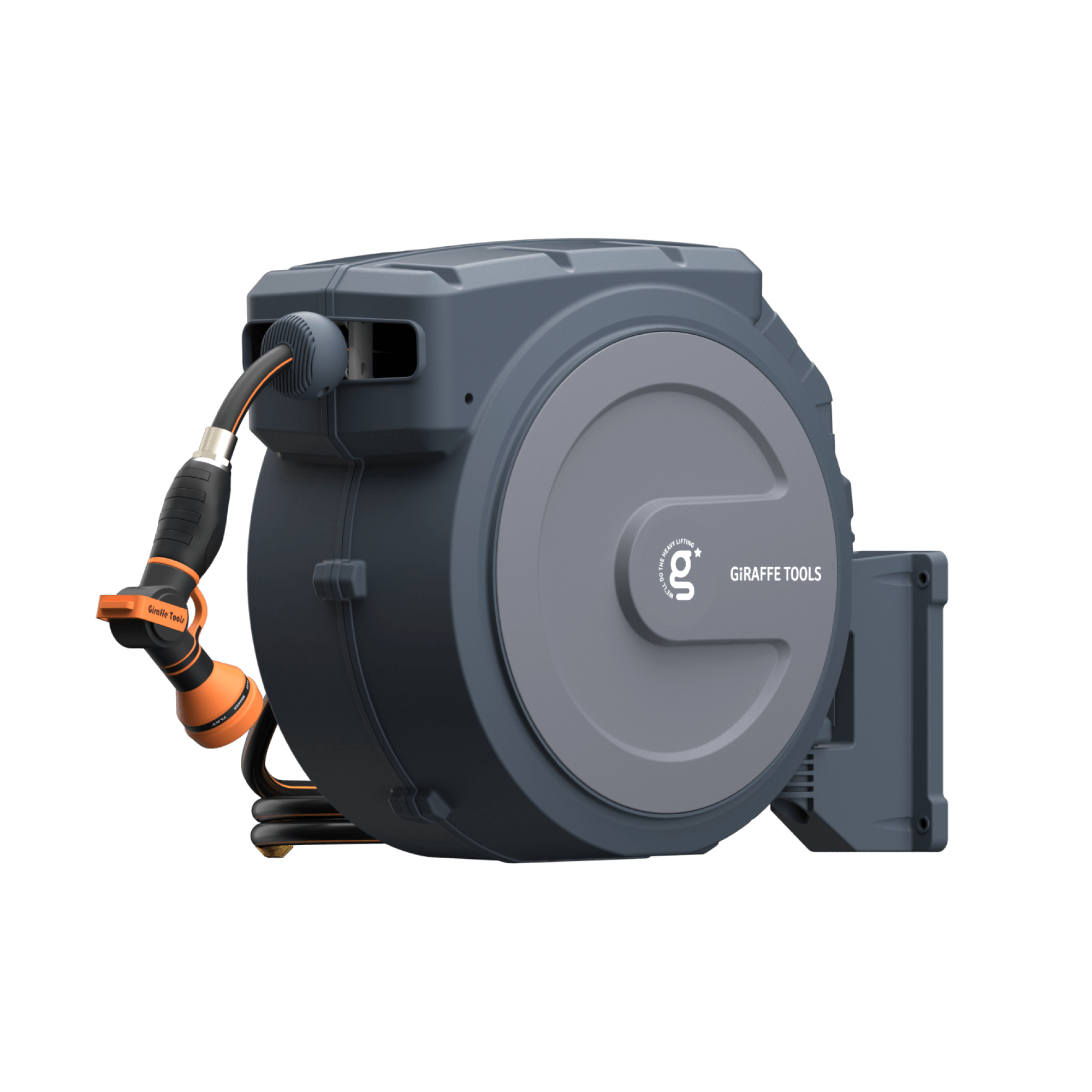 Giraffe Tools Retractable Garden Hose Reel - 130ft Wall Mount with 300lb Bracket