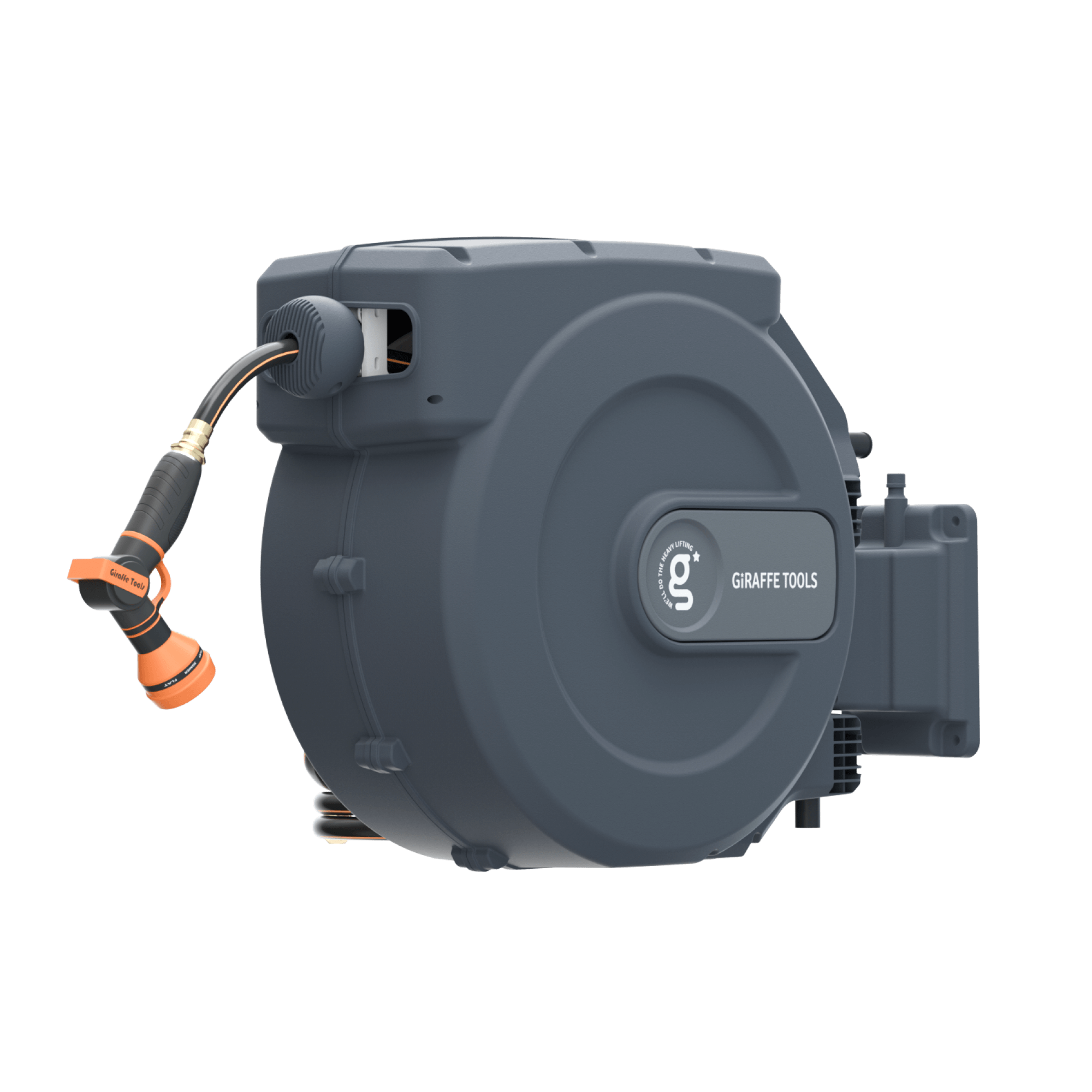 Giraffe Tools Retractable Garden Hose Reel - 155ft Wall Mount Auto Rewind