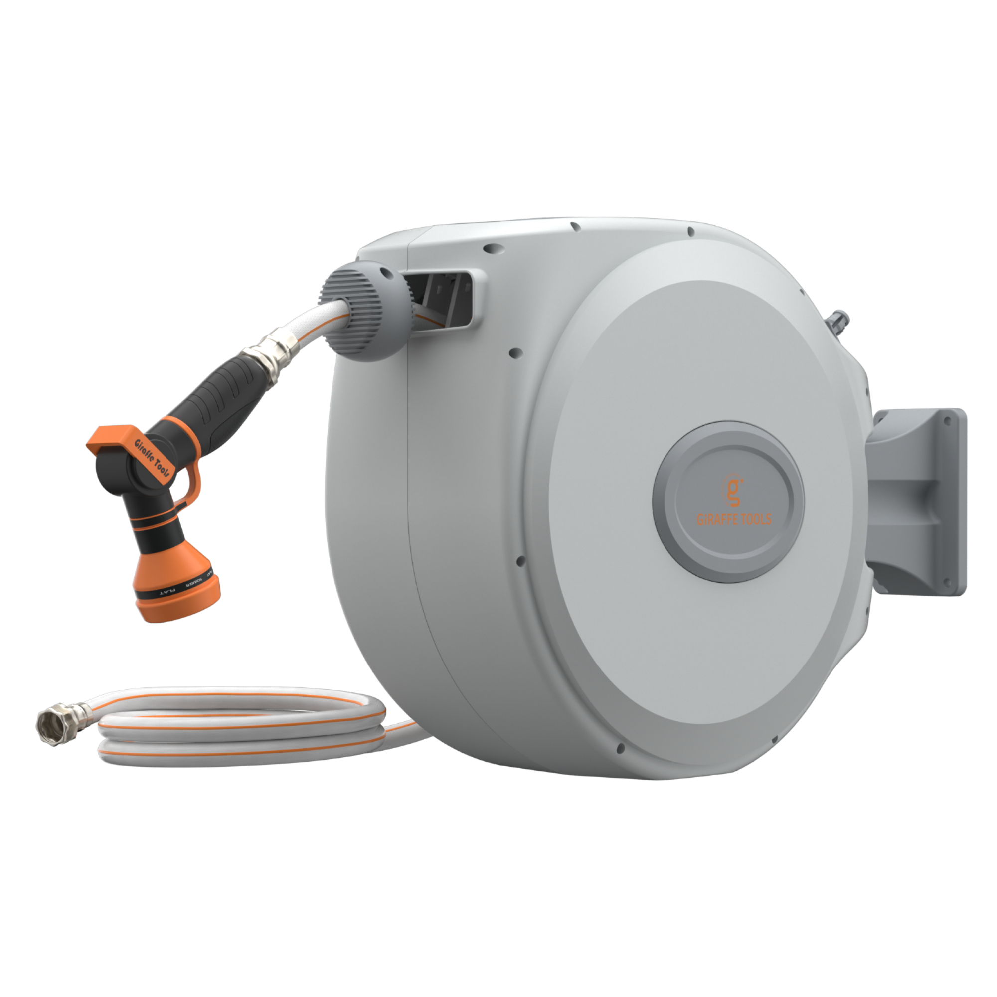 Giraffe Tools Retractable Garden Hose Reel - 65ft 5/8" Auto Rewind Wall Mount