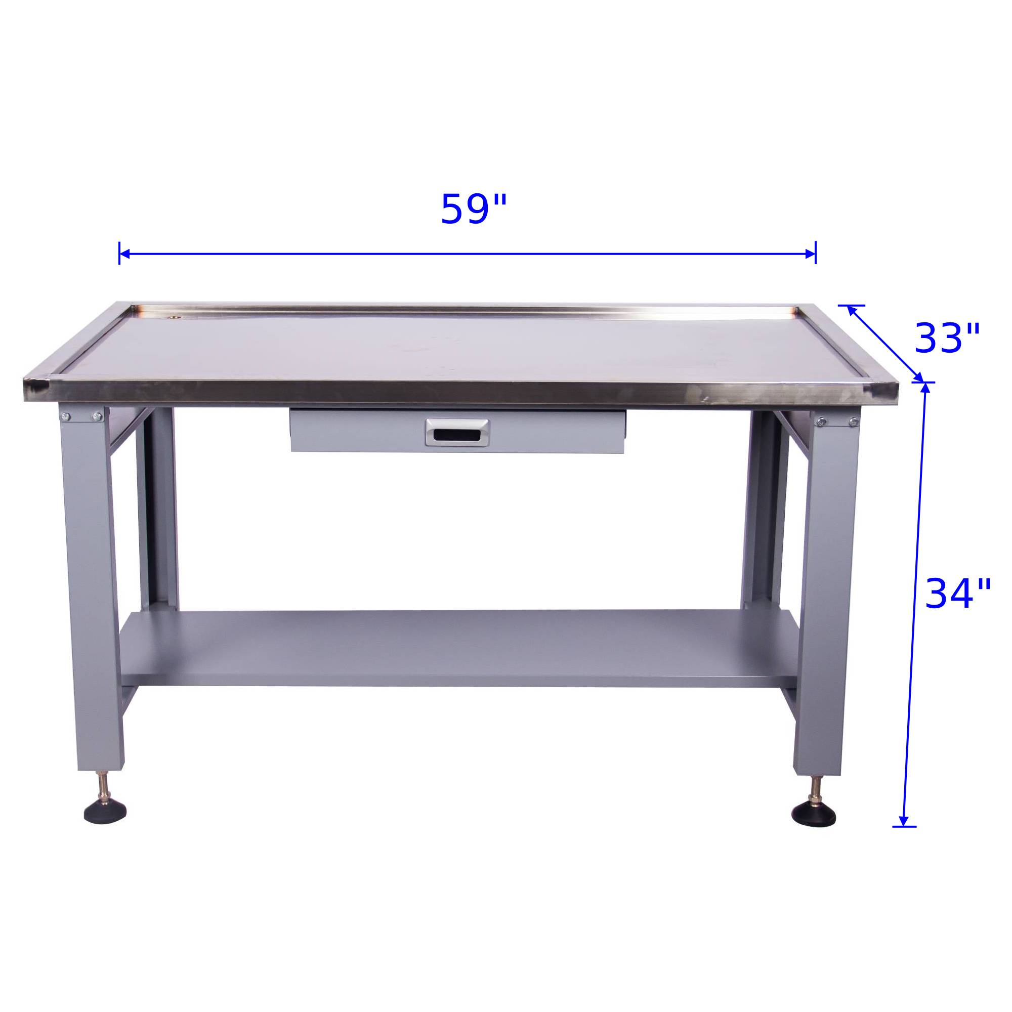 Heavy Duty Stainless Steel Machine Teardown Table with Drain Hole - 59 Inch