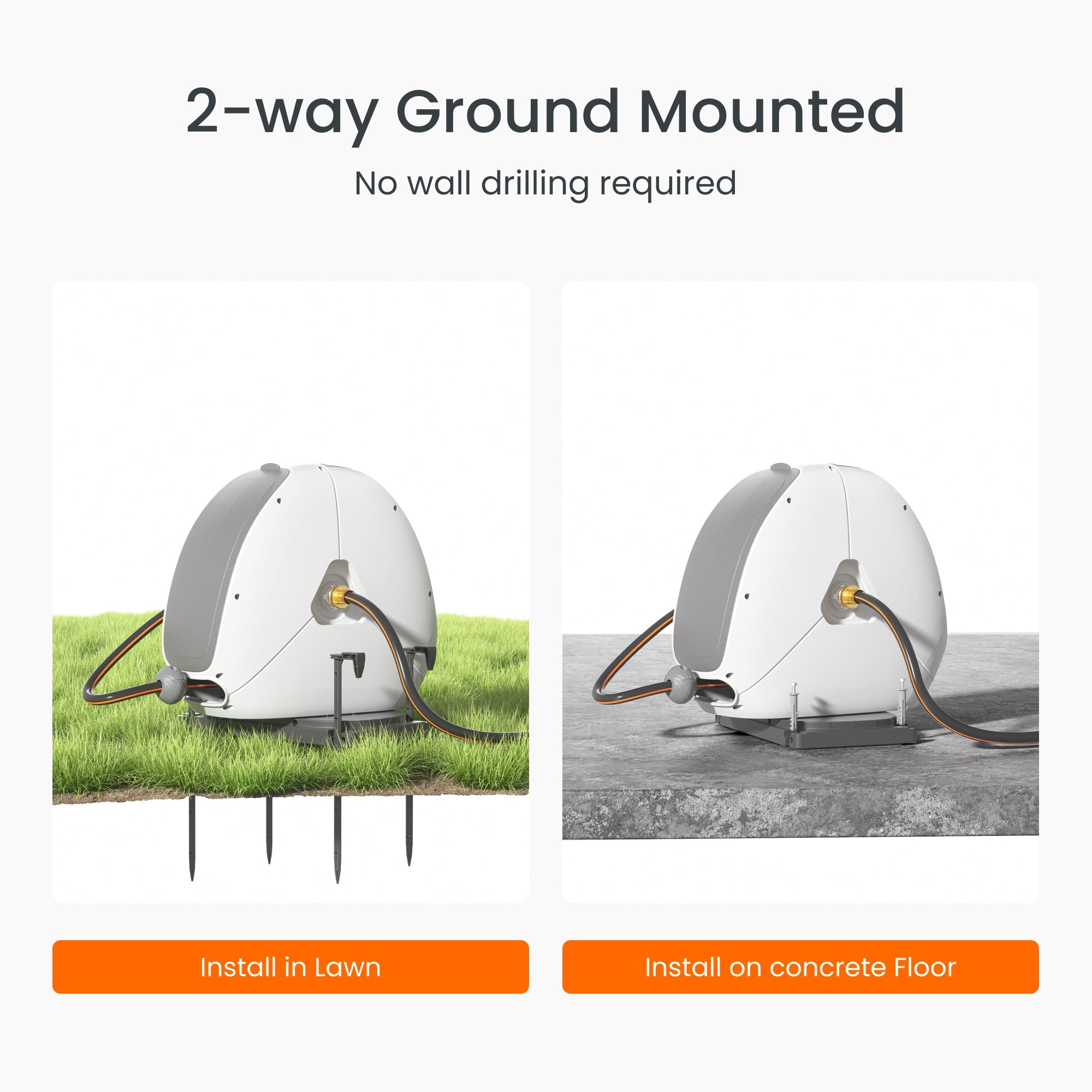 Giraffe Tools Ground-Mounted Retractable Hose Reel - Auto Rewind