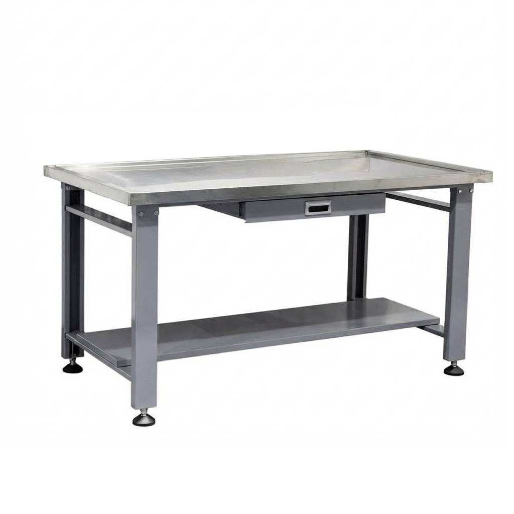 Heavy Duty Stainless Steel Machine Teardown Table with Drain Hole - 59 Inch