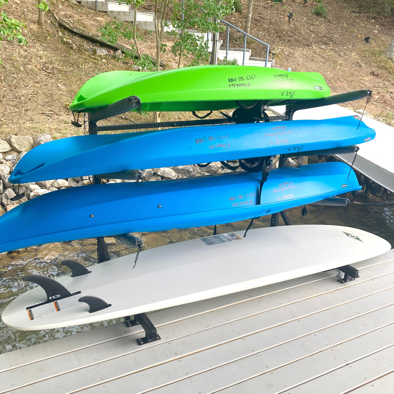 StoreYourBoard Chesapeake Kayak Storage | Adjustable Dock Rack | Over The Water | 4 Levels