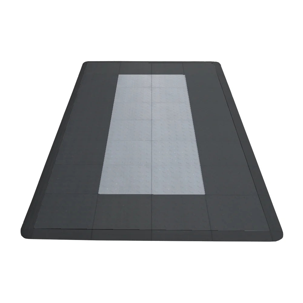 Black mat with a central rectangular opening on a white background
