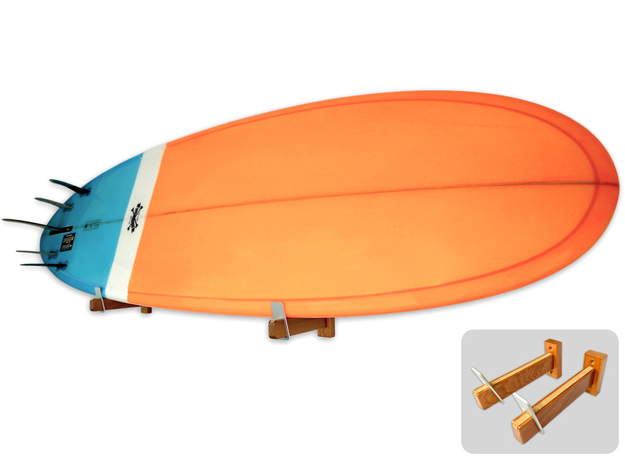 Solid Oak Surfboard Display | Minimalist Wood Rack | Holds 20 lbs
