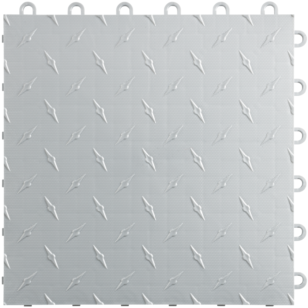 Gray interlocking floor tile with a textured pattern