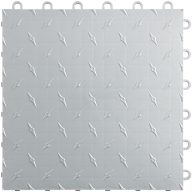 Gray interlocking floor tile with a textured pattern
