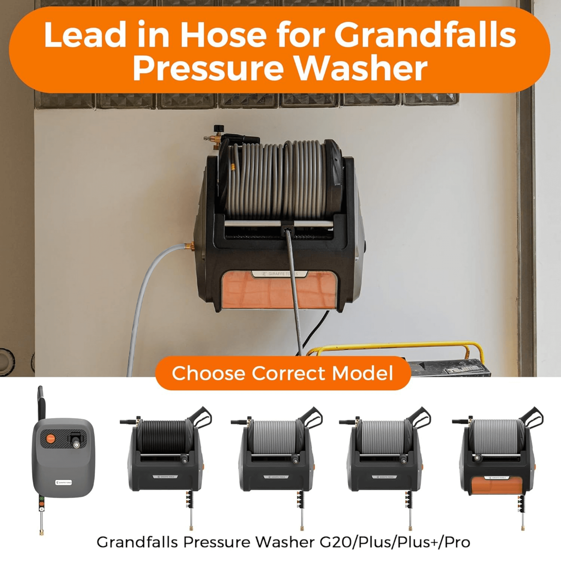 Giraffe Tools Pressure Washer Lead-In Hose - 6ft Replacement Inlet Hose