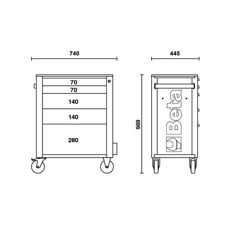 Beta Tools RSC24 Heavy-Duty 5-Drawer Rolling Tool Cabinet