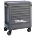 Gray tool cart with multiple drawers and Beta logo on a white background