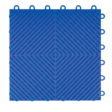 Close-up center view of a single Royal Blue Swisstrax Ribtrax Smooth garage floor tile.