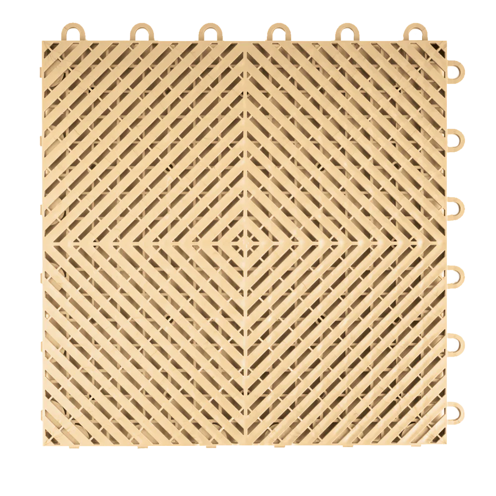 Close-up center view of a single Mocha Java Swisstrax Ribtrax Smooth garage floor tile.