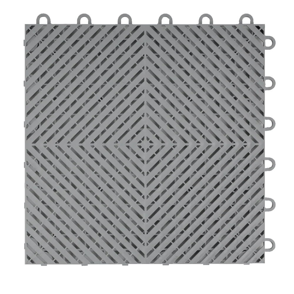 Close-up center view of a single Slate Grey Swisstrax Ribtrax Smooth garage floor tile.
